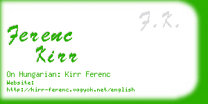 ferenc kirr business card